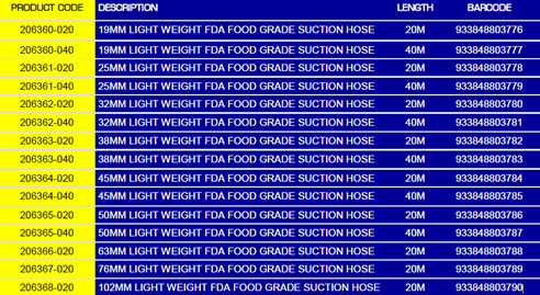 suction hose options