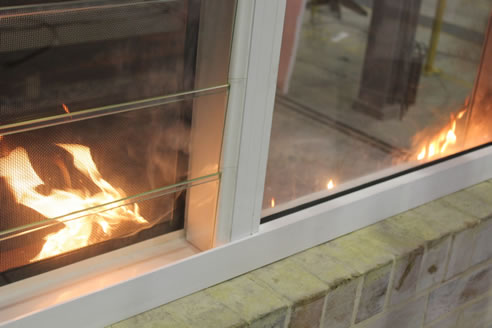 fire at window screen