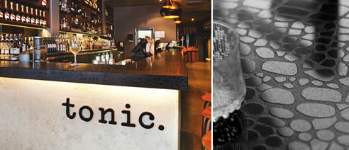 bar with crocodile textured surface