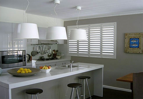 plantation shutters in kitchen