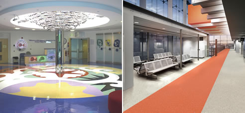 childrens hospital pvc and orange office flooring