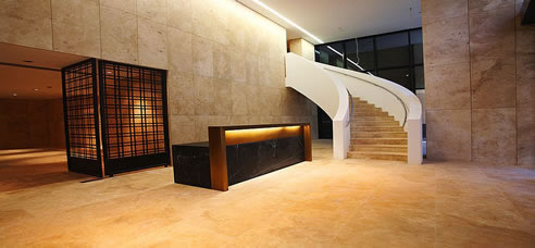stone clad foyer
