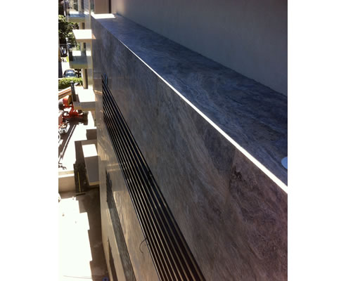 flush stone clad facade