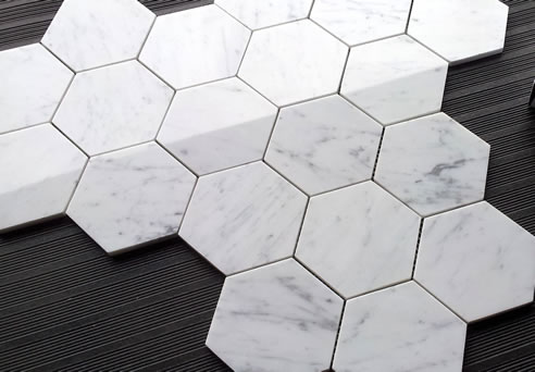 bianco carrara hexagon tiles