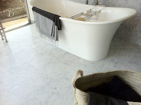 bianco carrara tiled bathroom