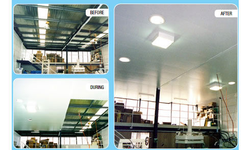 insulated ceiling panels in factory