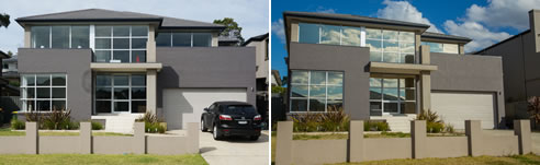 before and after residential window tinting