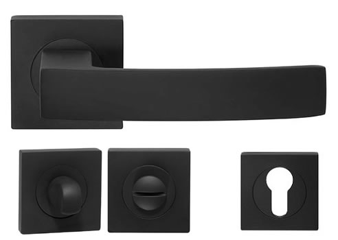 matte black door lever and door furniture