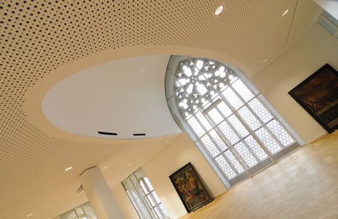 continuously perforated flush jointed plaster ceiling
