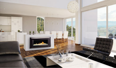 concealed flue fireplace island