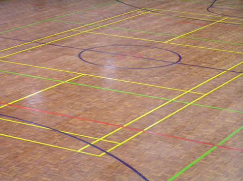 repainted sports floor markings