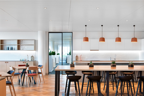 workplace kitchen and dining area