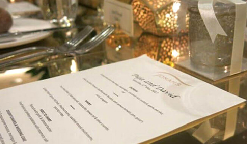 Gold Acrylic Mirror Sheets at Reception Table