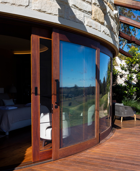 Luxury Curved Timber Framed Glass Panels