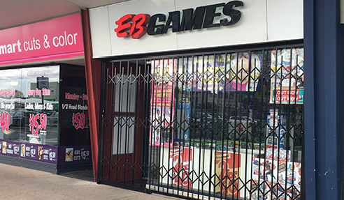 Expanding Security Shutters for EB Games from Trellis Door Co