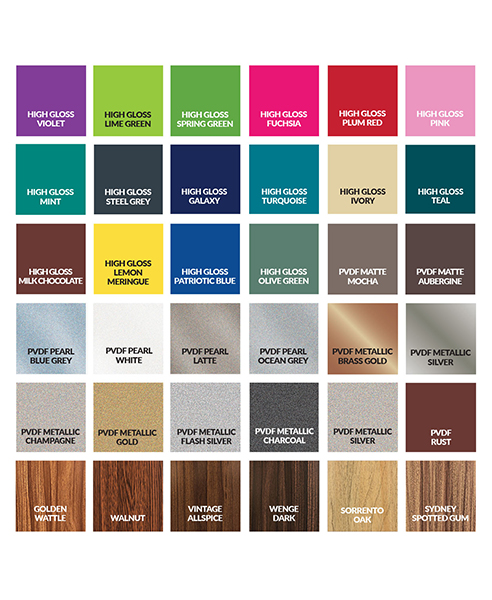 ALPV Composite Panel Colours Swatches