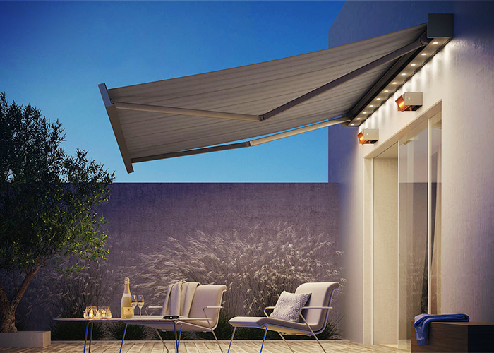 Kubata + LED Folding Arm Awnings from Blinds by Peter Meyer