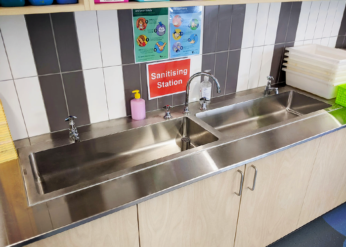 Stainless-steel Drinking Troughs for Melbourne School from Britex