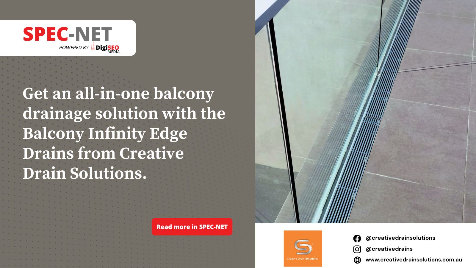 Balcony Edge Drains from Creative Drain Solutions