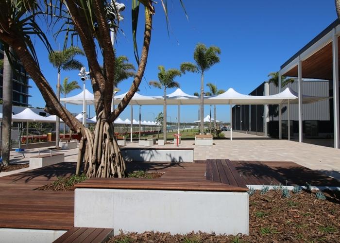 Umbrella Style Shade Structure at Gold Coast Airport by Makmax Australia