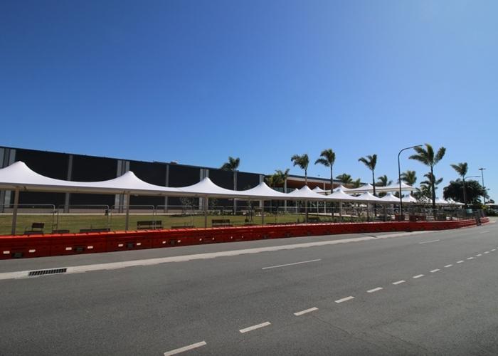 Umbrella Style Shade Structure at Gold Coast Airport by Makmax Australia