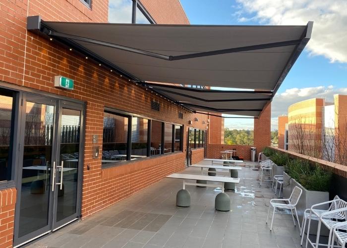 Outdoor Awning for Western Sydney University from Blinds by Peter Meyer 