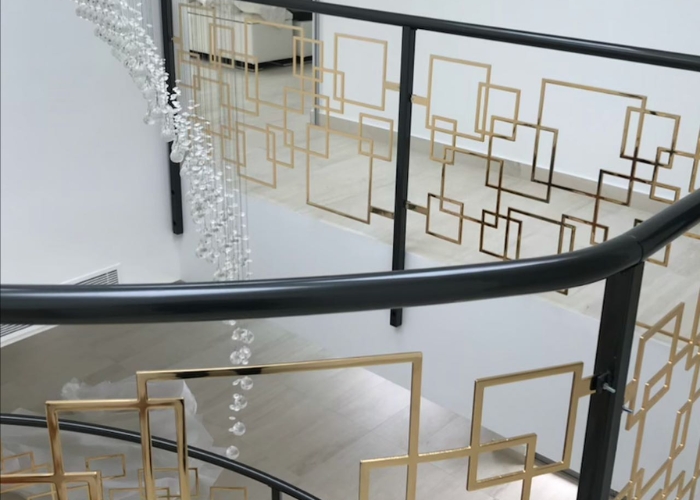 Gold Plated Staircase Balustrade by Astor Metal Finishes