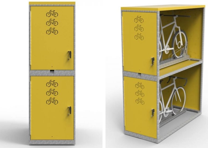 Double Tier Bike Lockers by Cora Bike Rack