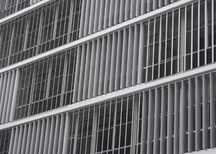 Anodised Aluminium Fixed Fins for Commercial Buildings by Maxim Louvres