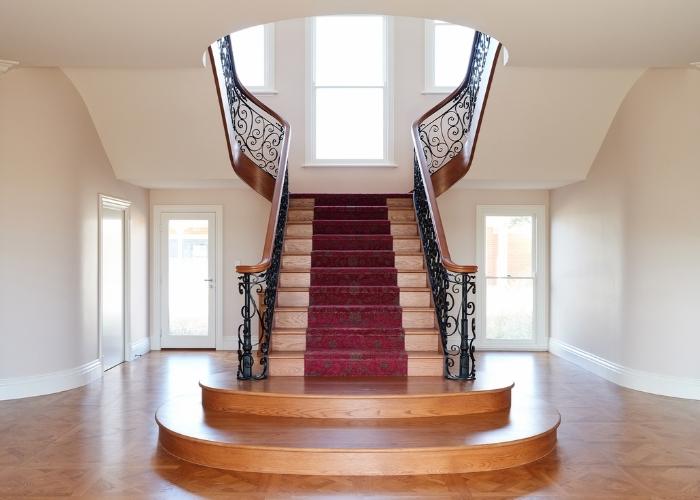 Classic Staircase with Wrought Iron Balustrade by S&A Stairs