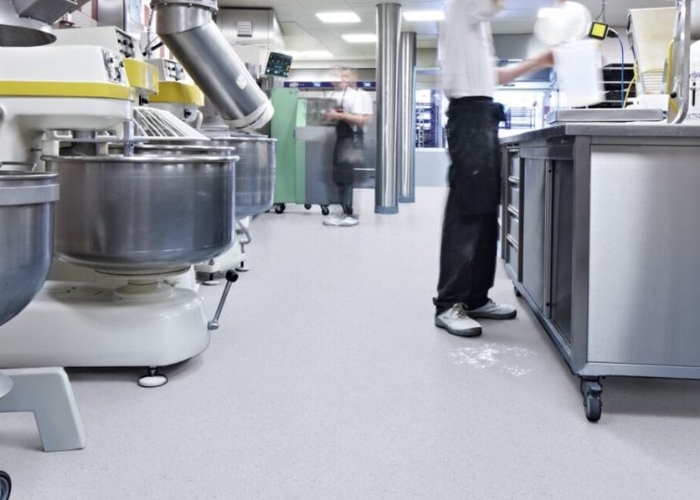 Slip Resistant Adhesive Free Flooring for Commercial Kitchens by Forbo