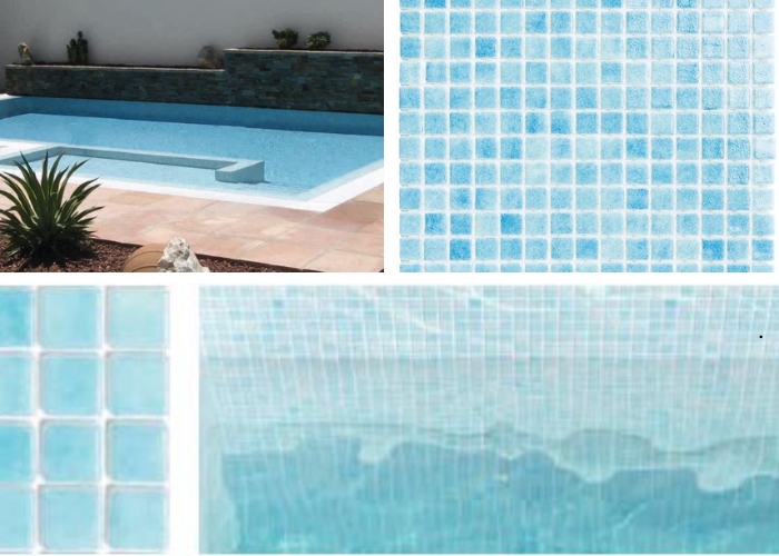 Light Blue Glass Mosaic for Pools and Interiors by MDC Mosaics