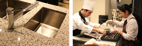 caesastone mosaici bench top at olsen hotel