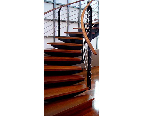 curved steel mono string stairs