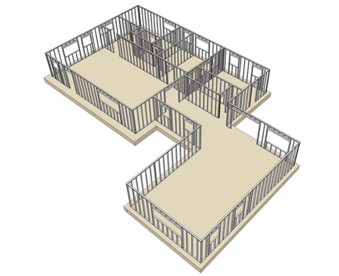 3d model of steel stud structure