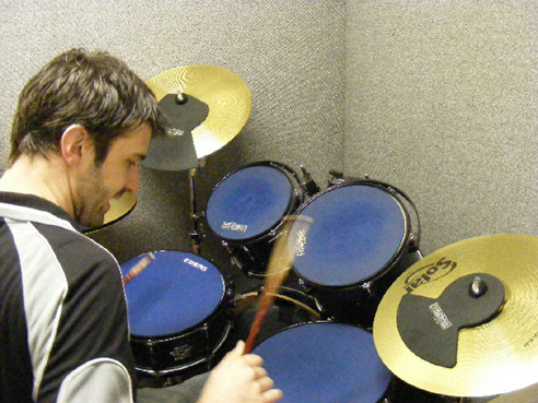 drummer in wavebar soundproofing studio