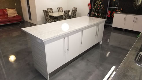decorative concrete coated kitchen floor