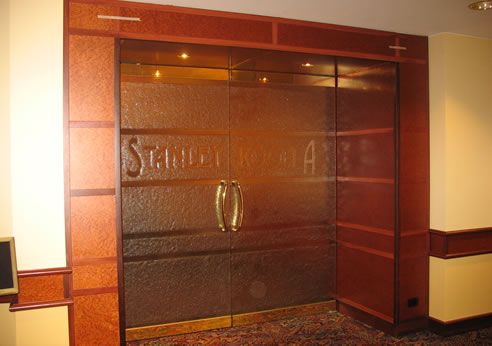 slumped glass feature doors