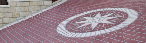brick finish stenciled driveway