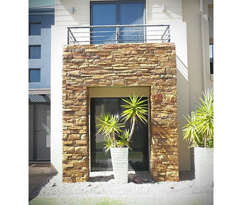 stacked stone facade