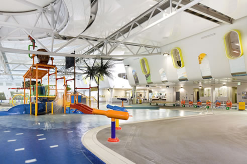 crystal high gloss ceiling system at indoor pool