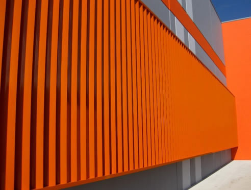 orange facade fixed ellipsoid louvres