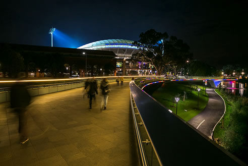 illuminated adelaide oval walkway