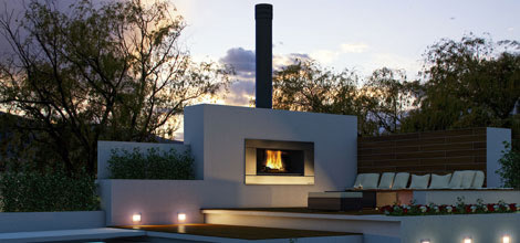 outdoor wood fireplace