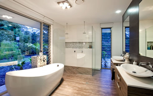 glass louvres bathroom