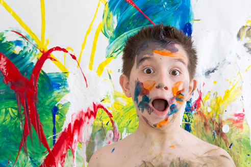 boy paint mess