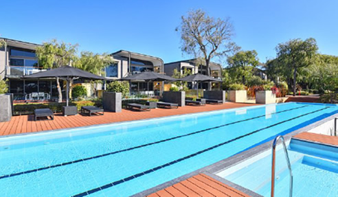 poolside composite wood decking