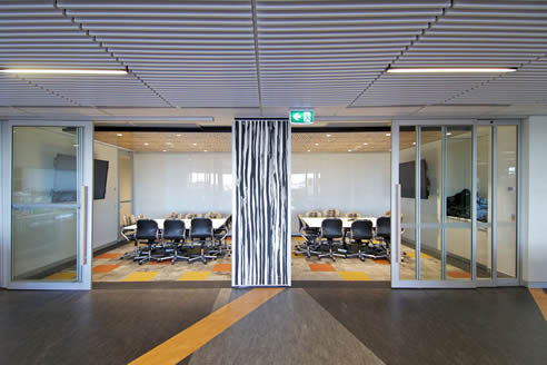 Slatted and patterned ceiling tiles