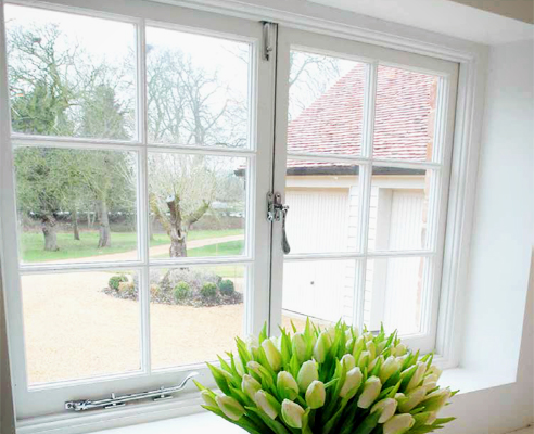 Satin nickel window hardware from Ventrolla