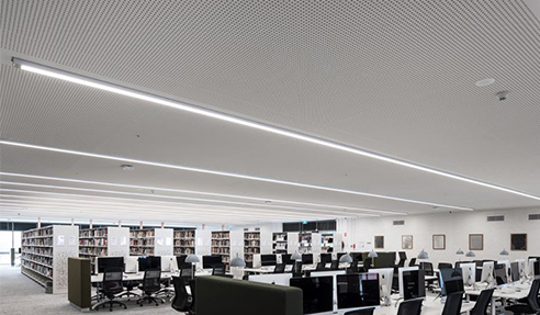 VoglFuge Crack-Free Perforated Acoustic Ceilings for Library